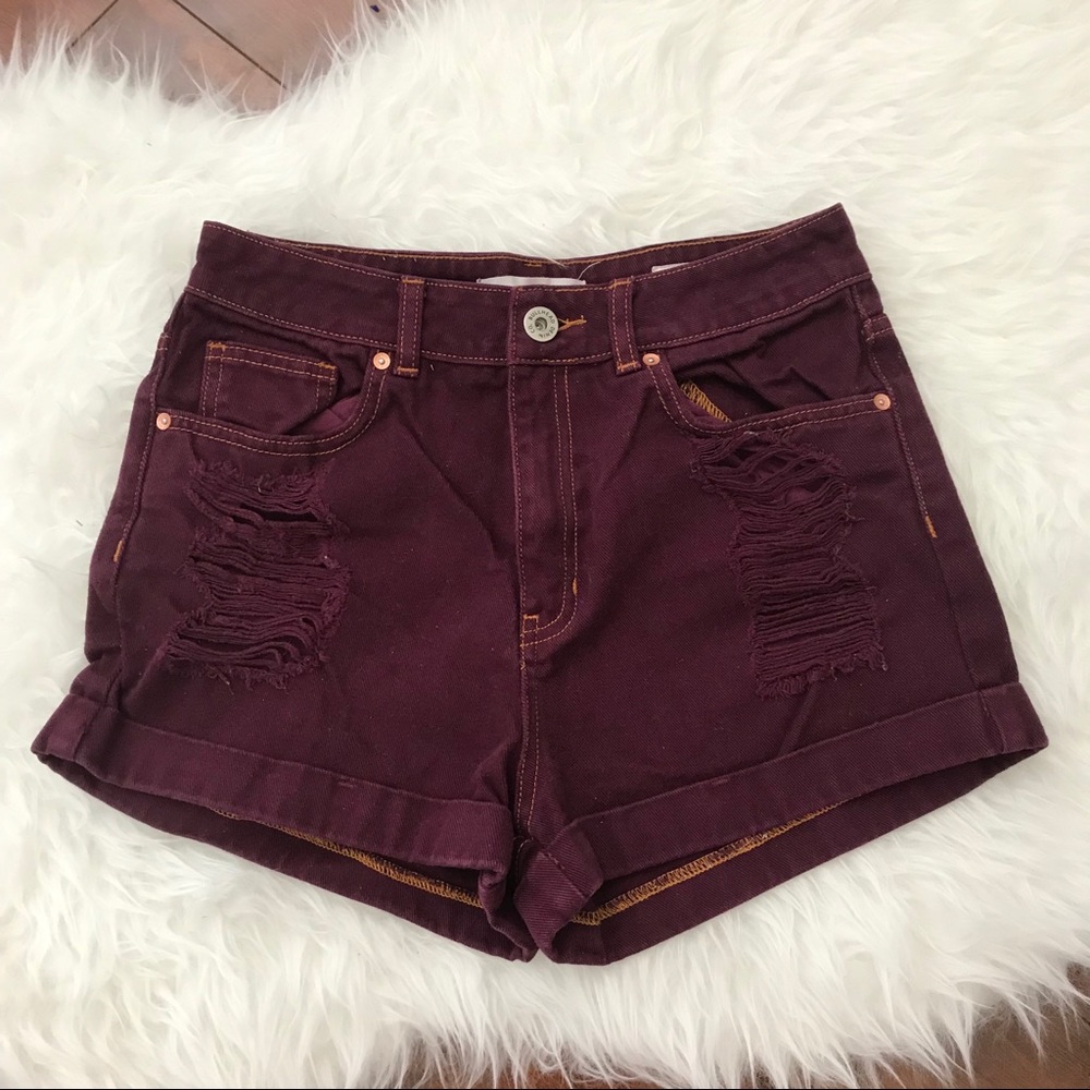 Bullhead Denim Co Maroon Mom Shorts